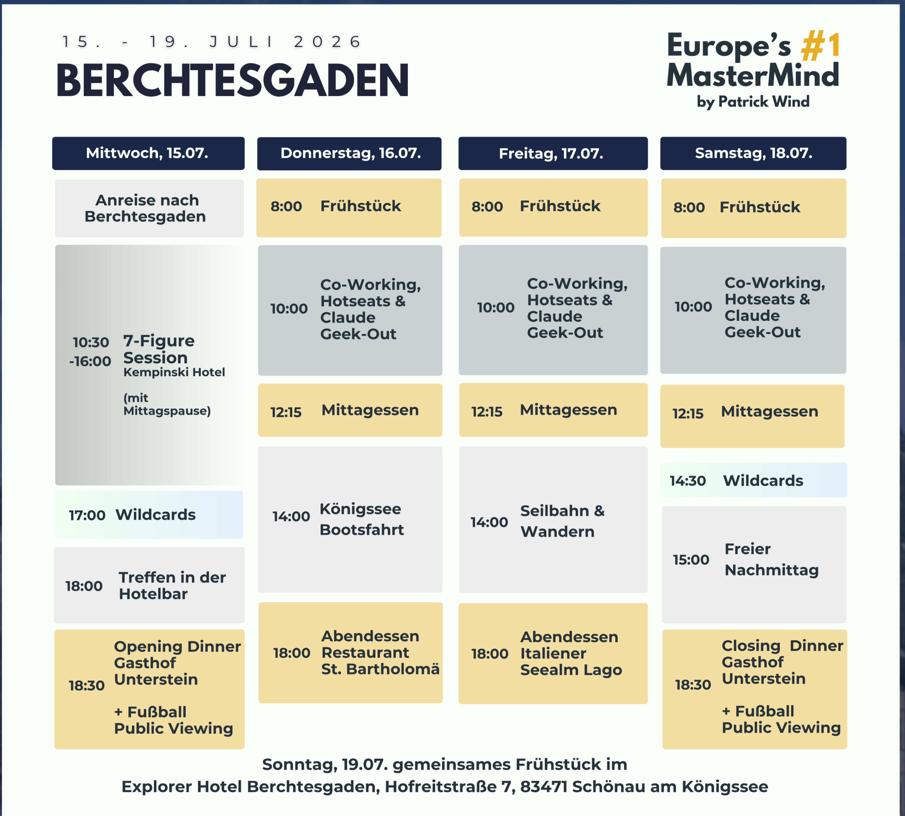 Programm & Zeitplan Berchtesgaden 2026